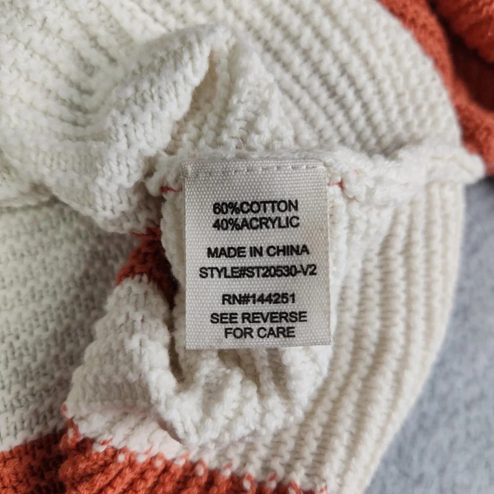 Moon & Madison Cropped Sweater Womens Large Orange Cream Checkerboard Knit Retro